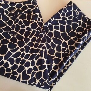 Lilly Pulitzer Palm Beach Fit Capri Pants Size 8 Blue White Giraffe Animal Print
